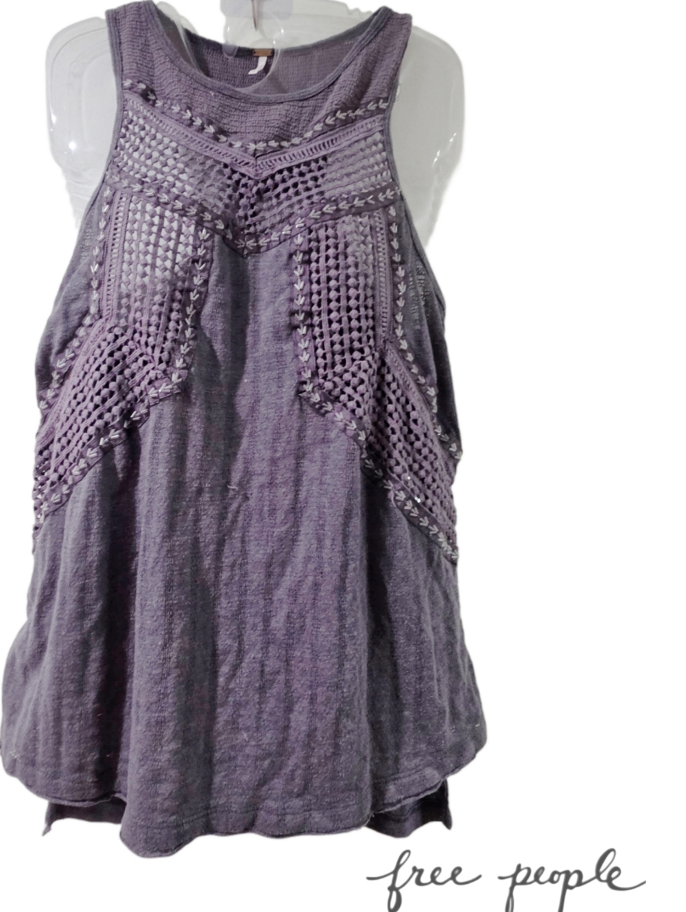 FREE PEOPLE Cut Out Beaded Tank Top Sm. - Picture 2 of 9